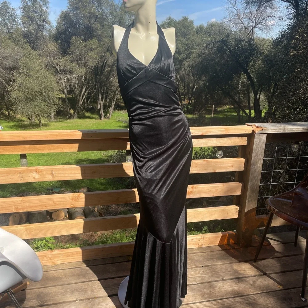 Vintage Y2K Elegant Black Halter Josh and Jazz Evening Gown - Picture 9 of 9